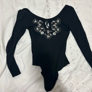 Top shop black long sleeve bodysuit